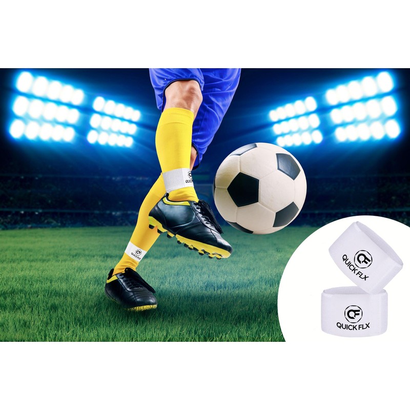 QUICKFLX Shin Pads (White) with Adjustable Belt - High Performance