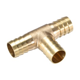 M METERXITY Brass Hose Barb Fittings - 5/8" OD Brass Barbed Splicer Fitting Apply to Water Fuel (T Shaped 3 Way)