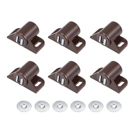 METALLIXITY Magnetic Latches Catch (1.38" x 0.87") 6Pcs, Plastic Cabinet Magnet Latch - for Cabinet Door Drawer, Home Decoration, Brown