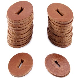 Water Buffalo Leather Handle Washers - Oval Shape - (1.30 x 1.00 x .125) - (Golden Brown) - USA Made - (for Knife Making & Hobby) - (25 Pack)