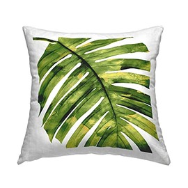 Stupell Industries Bold Monstera Leaf Tropical Design by Melonie Miller Throw Pillow, 18 x 18, Green