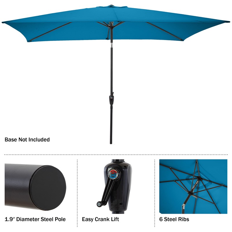 Pure Garden 10 Rectangular Umbrella, Turquoise