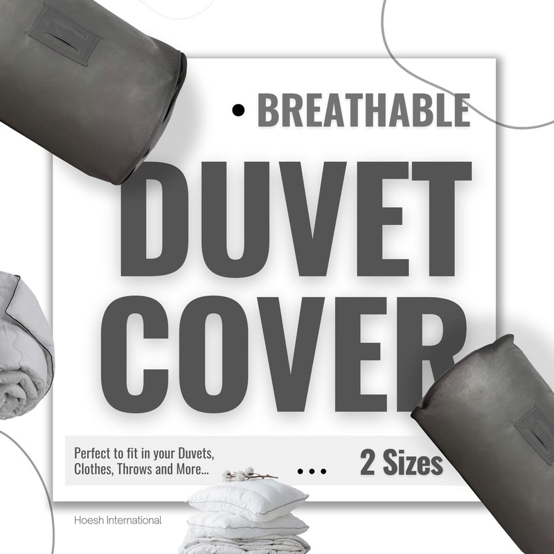 Hoesh UK Grey Single Duvet Storage Bag - Breathable Cotton