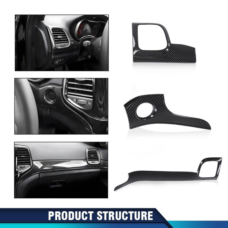 PIT66 Center Console Dashboard Panel Door Handle Trim Carbon Fiber