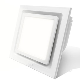 POWERENG Bathroom Exhaust Fan with Light,Bathroom Fan with 6000K Square LED Combo,110V 141 CFM,0.7 Sones Low Noise Ventilation Fan for Home/Bath/Office/Hotel