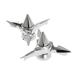 HDBUBALUS Spun Blade Spinning Front Axle Caps Cover Fit for Harley Touring Street Glide Dyna Sportster XL883 XL1200V Rod 1 Pair Chrome