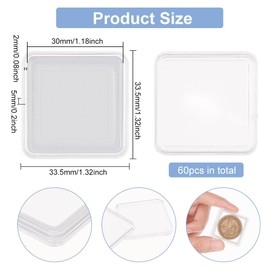 FINGERINSPIRE Pack of 60 30 mm Coin Capsules 5 Sizes 17/20/25/27/30 mm White Protective Seal Coin Holder Case Square Coin Collector Storage Box Protective Capsules for Coin Collection Supplies
