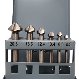 6-Piece HSS-G Countersink Set 6.3/8.3/10.4/12.4/16.5 and 20.5 mm 90° Z3 in Practical Metal Box