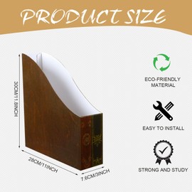 Geetery 6 Pcs File Magazine Organizer 3" x 11" x 12'' Vintage Decorative Classic Books Themed Magazine Holder Box Easy to Assemble Classic Books Magazine Rack File for Shelves Desk Home(Elegant)
