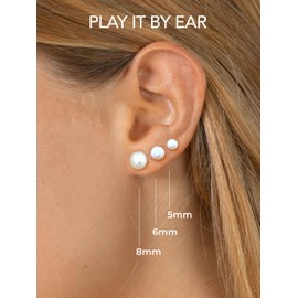 Altitude Boutique Pearl Stud Earrings for Women | Freshwater Pearl Studs in Three Sizes | 18K Gold or Silver Plated Stainless Steel Post, Durable, Hypoallergenic Classic Earrings (Gold, 6mm)