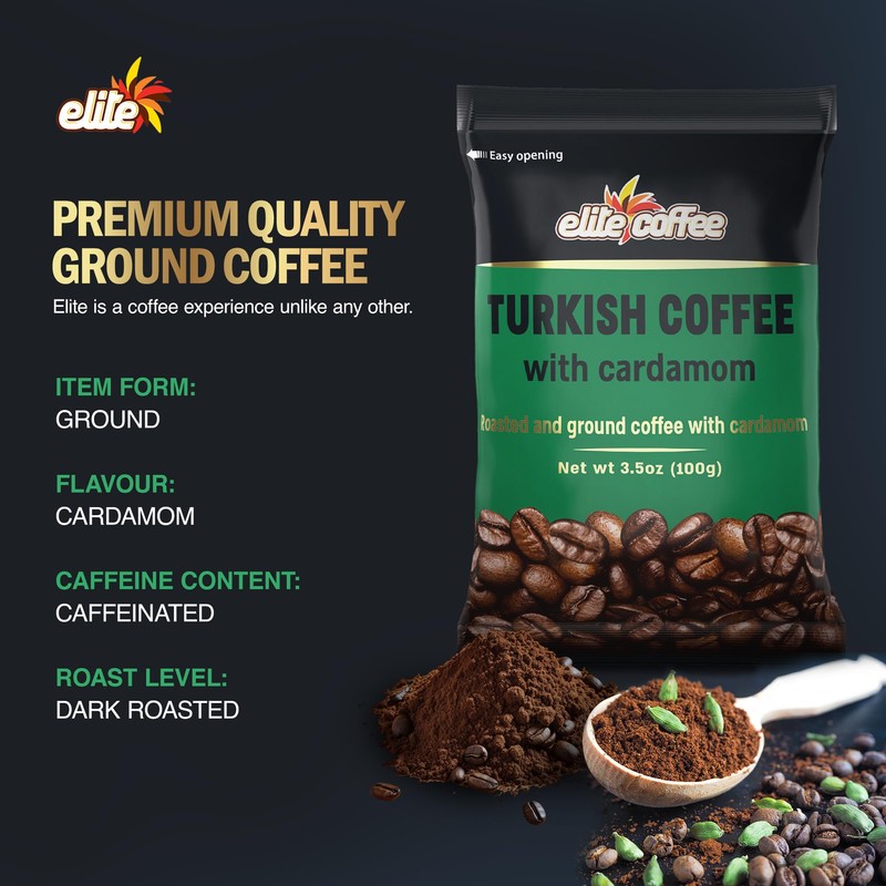 Elite Turkish Coffee with Cardamom Spice | Premium Quality Ground