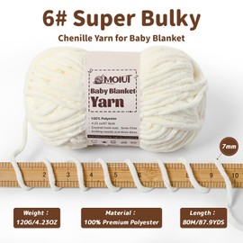 Fluffy Chunky Yarn for Crocheting, Chenille Crochet Yarn 6 Super Bulky, 2 Pack of 87.9 yds/4.23 oz Baby Blanket Yarn, Soft Velvet Yarns for Knitting Amigurumi&DIY Crafts/Hats/Socks(2 Candy)