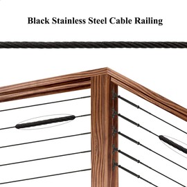 Toukioo Black Cable Railing Hardware Kit, for 1/8 Cable Railing System, Black Stainless Steel Wire Rope Cable, 7 x 7 Strands Construction, 200ft