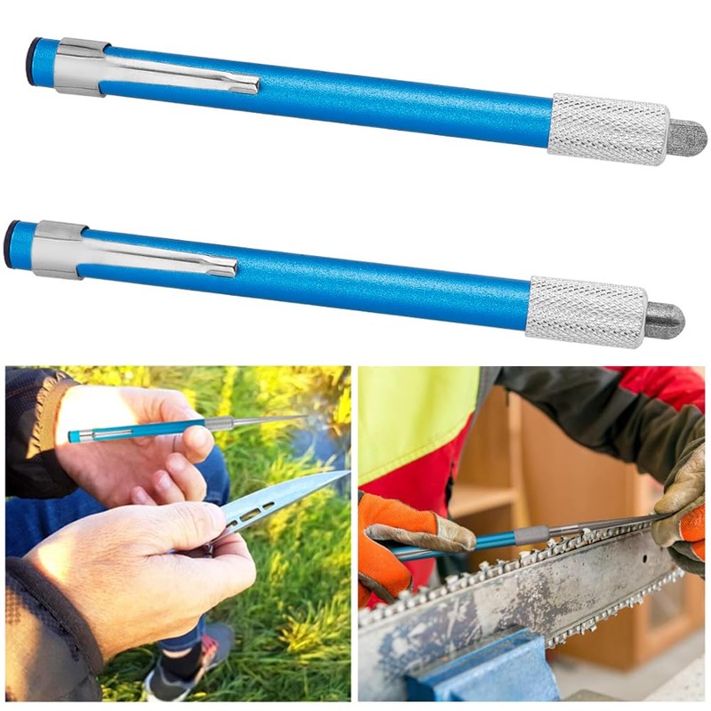 Wolfride 2Pcs Serrated Knife Sharpener, Retractable Diamond Sharpening Rod Multifunctional