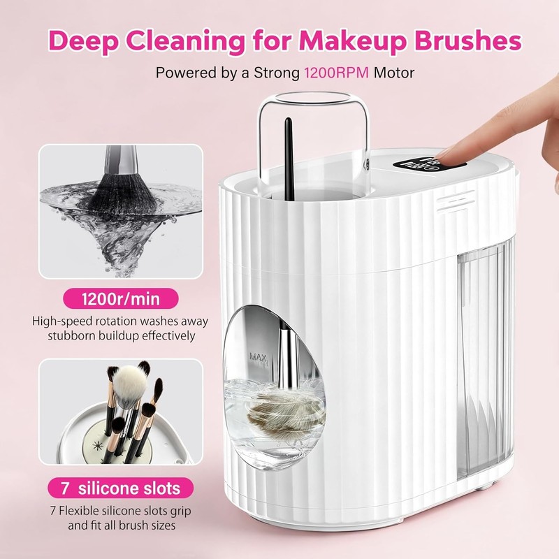 Electric Makeup Brush Cleaner Machine, Automatic Cleaning Fast Drying |