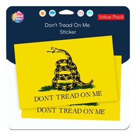United by Color Dont Tread On Me Gadsden Flag Stickers 2 Pack – Waterproof, Durable Vinyl American Flag Decal – Perfect for Laptops, Cars, Water Bottles, Truck and More (Style 2)