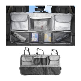 FALVFUN Car Trunk Organizer, Large Capacity Waterproof Collapsible Vehicle Backseat Hanging Storage Bag with 7 Pockets, Auto Interior Organization, Universal for SUV Sedan Truck (Gray)