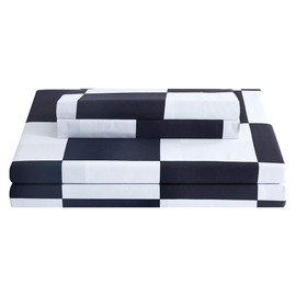 Bed Sheet Set 4 Piece -Full Size-Soft Durable Microfiber Bedding Sheet Set,Deep Pocket,Stain,Fade & Wrinkle Resistant (Plaid Black&White)