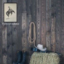 Vintage Cowboy on Bucking Horse Canvas Print – Retro Wild West Rodeo Wall Art, Western Rustic Decor for Bathroom or Bedroom 8x12 in Unframed