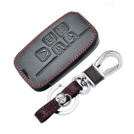 Happyit Leather Car Key Cover Cases for Land Rover A9 Range Rover Sport Evoque Freelander 2 Jaguar XE XJ XJL XF C-X16 V12 Guitar F X Typ 5 Buttons
