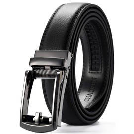 CHAOREN Ratchet Belts for Men - Belt Men Leather 1 1/4" for Mens Dress - Micro Adjustable Ratchet Belt Fit Everywhere Black