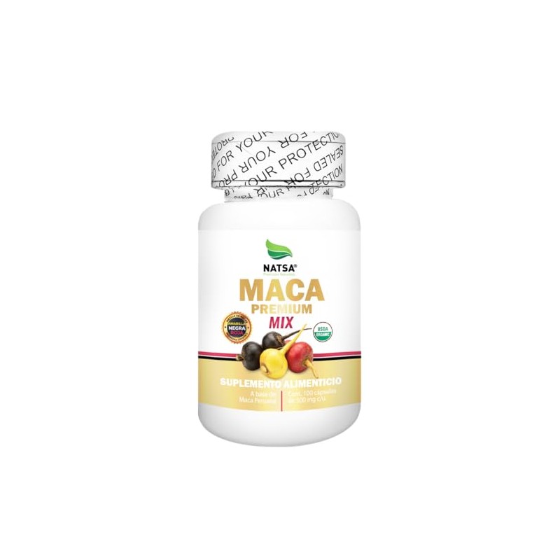 Natsa Maca 100 Cápsulas Mezcla Amarilla Negra Roja Diarias Ingredientes