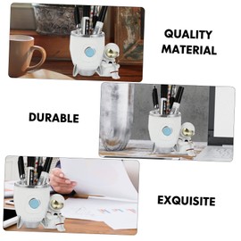 OHPHCALL Strong Resin Craft Astronaut Rocket Shape Pen Holder Desktop Organizer