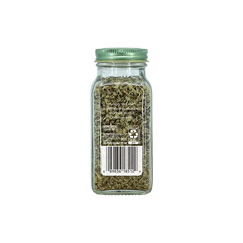 Simply Organic Basil Certified Organic, 0.54-Ounce Container