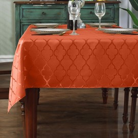 SASTYBALE Autumn Rectangle Tablecloth Jacquard Table Cloth Spill Proof Dust-Proof Table Cover for Fall Thanksgiving & Harvest Kitchen Dining Tabletop Decoration (132 x 178cm (4-6 Seats), Autumn Rust)