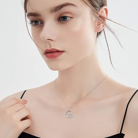 PROESS Animal Necklace S925 Sterling Silver Cute Squirrel I Love You Forever Heart Pendant Necklaces for Women Girlfriend Jewelry Gifts