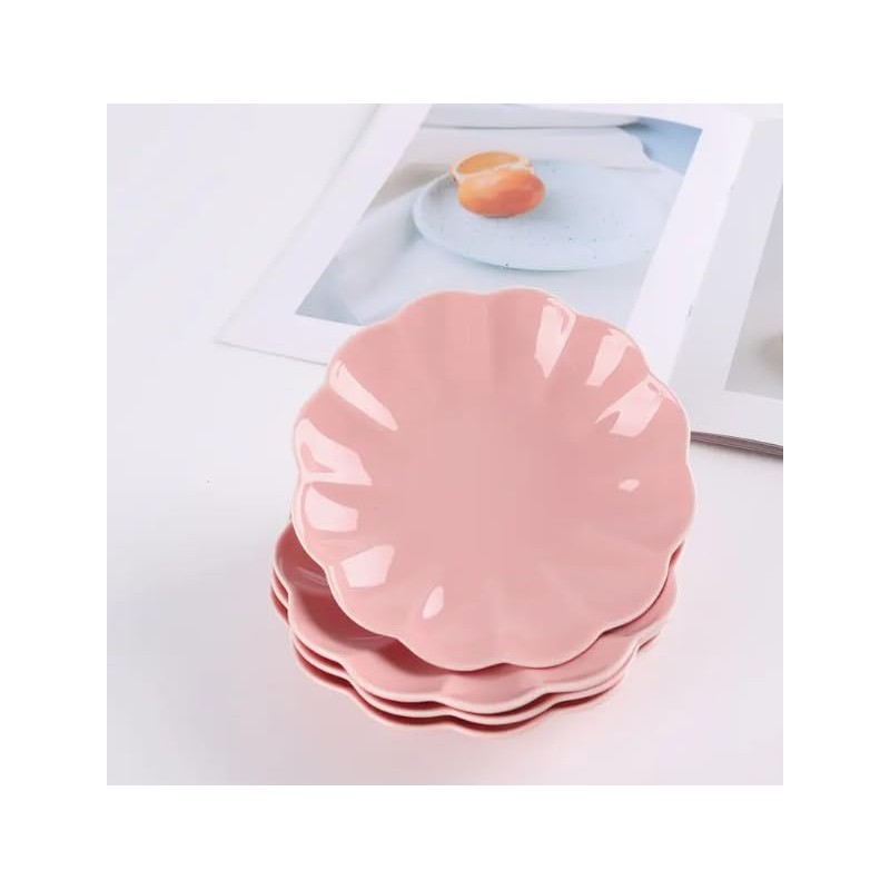 SHIDACHENG Salad Plates Set of 4, Ceramic Dessert Plate for