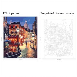 QUITEDEW Paint by Number Kits for Adults,City Paint by Number Adult,Street Scenery Painting by Numbers,Night View Oil Painting Suitable for Home Wall Decoration 16x20 Inch