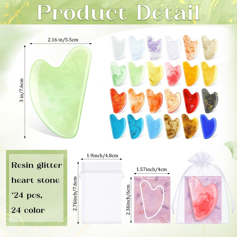 Sherr 24 Sets Gua Sha Facial Tools Bulk Resin Heart
