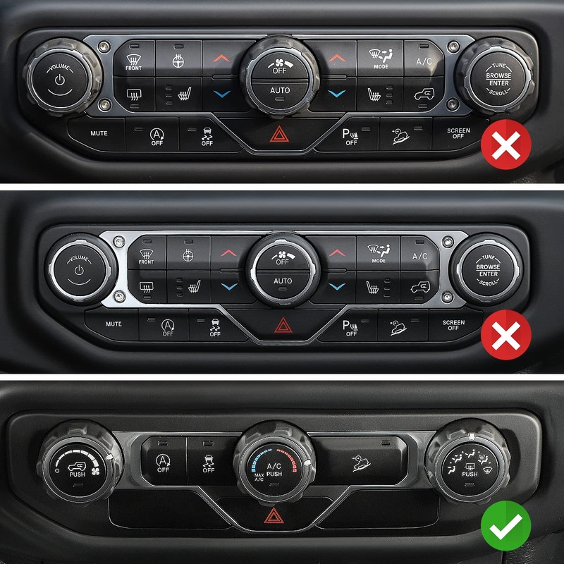 JeCar Center Console Switch Knob Cover AC/Headlight Button Trim Aluminum