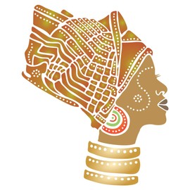 African Headdress Stencil, 6.5 x 8 inch - Traditional African Headwrap Scarf (2pc)