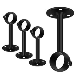 Ceiling Curtain Rod Brackets, Black Curtain Rod Bracket, Heavy Duty Metal Curtain Rod Brackets, 25mm, Stainless Steel Curtain Rod Hooks, Flange, Closet Rod