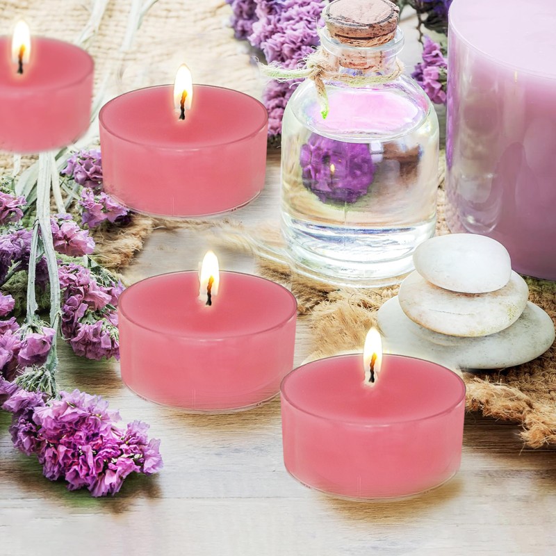 Tea Candles Handmade 24 Pack Peach Scented Smokeless Tea Lights