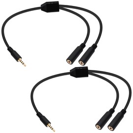 YARCHONN 2.5mm Splitter Audio Y Cable Adapter 2.5mm TRRS 1 Male to 2 Female Headphone Micphone Extension Cord Wire-30cm/11.8in-2pcs