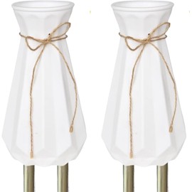 Cemetery Vase with Metal Spike Cemetery Vases for Grave Flower Holders for Cemetery vase headstones for Cemeteries, Outdoor Grave Decorations for Memorial Gifts for Loss of Loved One - 2 White