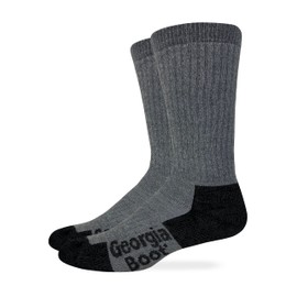 Georgia Boot Mens Merino Wool Blend Full Cushion Crew Socks 2 Pair Pack (US, Alpha, Medium, Regular, Regular, Grey)