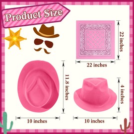 Haysandy 6 PCS Cowgirl Hat and Bandana Set - Western Cowboy Bandana Pack for Kids Girls Party Costume Decoration