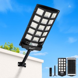 BINGLUX Solar Street Lights Outdoor Waterproof, Solar Parking Lot Lights with Motion Sensor, Dusk to Dawn Auto On/Off, LED Flood Security Lights for Outside, Yard, Garage, Path