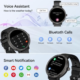 Smart Watch for Women, 1.19'' AMOLED Display Smart Watches with Heart Rate/Blood Oxygen/Sleep Monitor, IP68 Waterproof Step Counter Watch with 100+ Sports, Fitness Tracker for Android iOS, Black