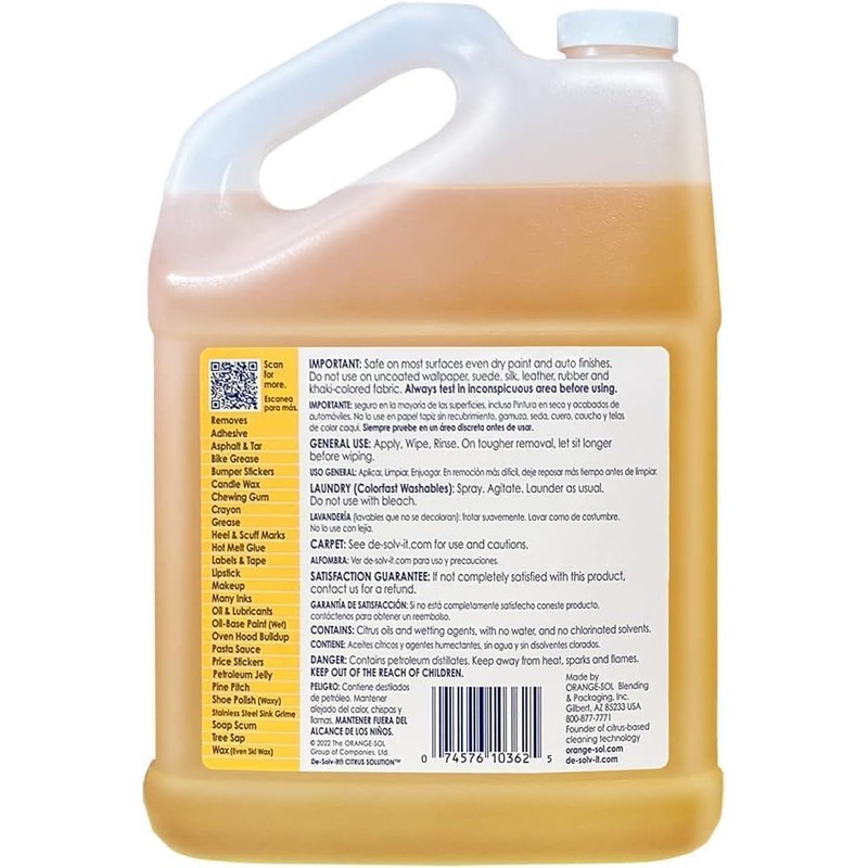 De-Solv-it! 10362 Orange Sol Citrus Solution Container, 1 Gallon 1-Pack