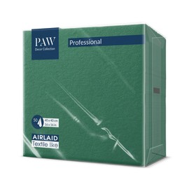 PAW Airlaid Napkins (40 x 40 cm) I Pack of 50 I Plain I Fabric-Like I Elegant Table Decoration I HoReCa I For Occasions such as Weddings, Celebrations, Christmas I Unicolor: Dark Green