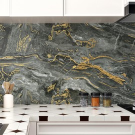 Wallderful Gold Black Marble Contact Paper for Countertops Matte Liquid Marble Wallpaper Self Adhesive Terrazzo Stick on Wallpaper for Kitchen Backsplash Bathroom Cabinets Table 15.75"x 118" Art Deco