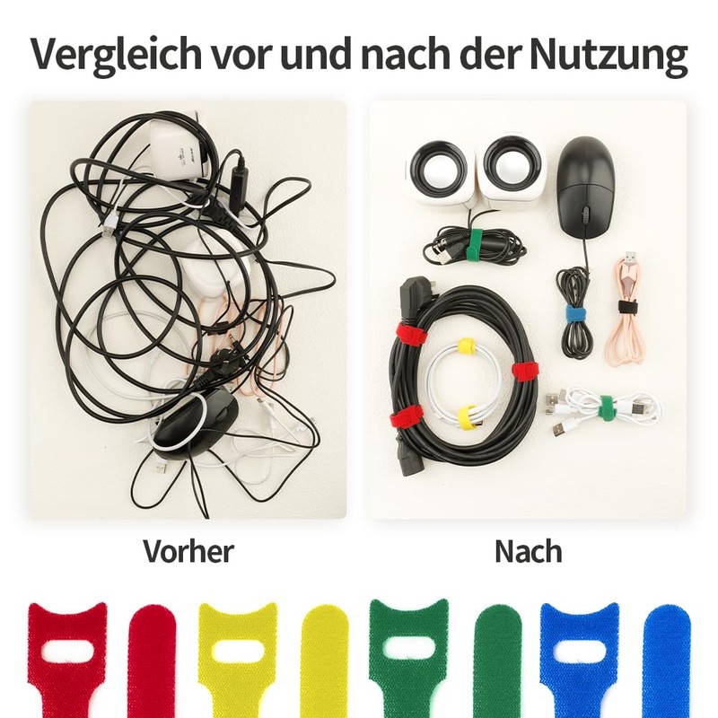 Pack of 120 Velcro Cable Ties, Cable Ties, Velcro Cable
