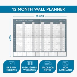 Financial Year 2025-2026 Wall Planner by Clear Mind Concepts® - A2 Folded Size - April 2025 to April 5th 2026 Fiscal Calendar - Space for Monthly Planning - 3 Printable Planners for Organising