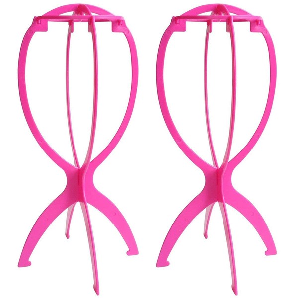 Dreamlover Hot Pink Wig Stands for Short Wigs, 2 Pack