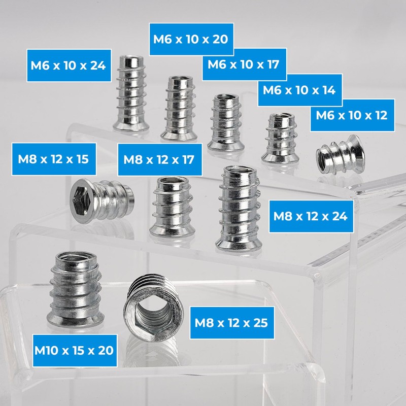 Stahlia Screw-in Nut M8 x 15 Thread Insert Wood Steel